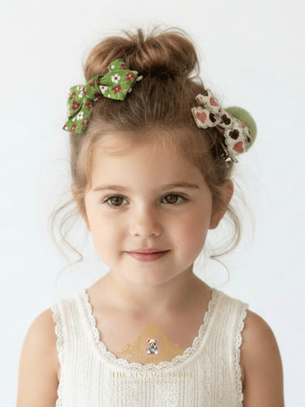 NWT Pretty Girls Hair Bows Hair Clips Kids Accessories Set of 3 Ribbon Pom Green